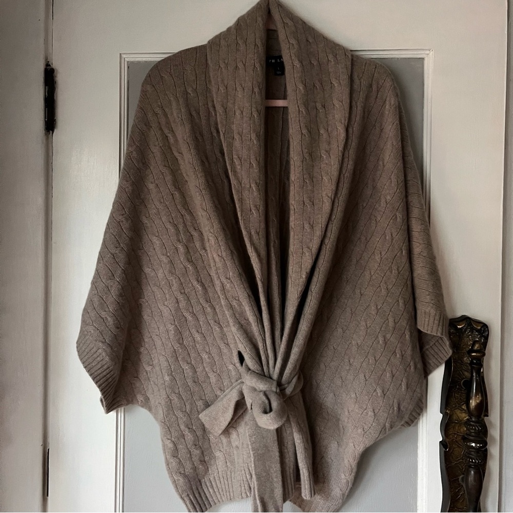 Ralph Lauren black label 100% cashmere cable knit wrap cardigan
